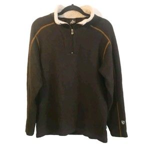 Kuhl Sweater Mens Medium Brown  Europa 1/4 Zip Fleece Pullover Hiking Outdoors